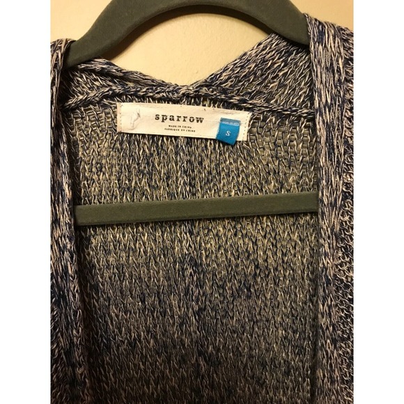 Anthropologie Sparrow Cardigan Sweater Blue Two Tone 3/4 Sleeve Hemp Size Small - Picture 3 of 10